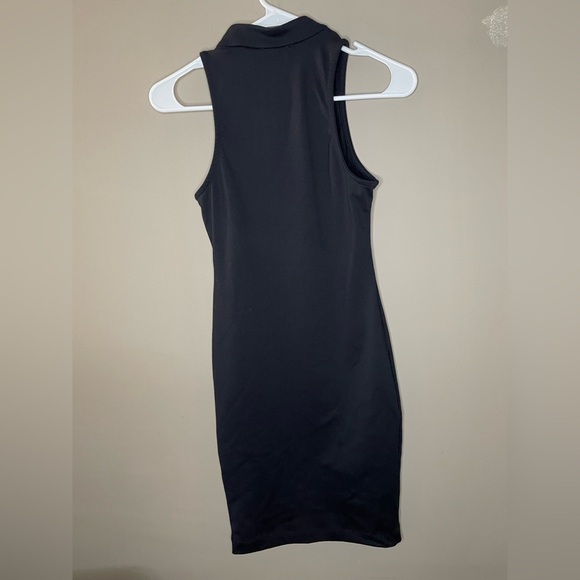 BEBE Black Rhinestone Stretch Zipper Bodycon Dress Size S - Picture 5 of 6
